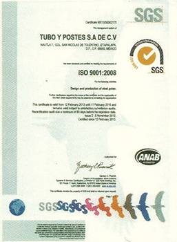 Certificado SGS MX13/55002175